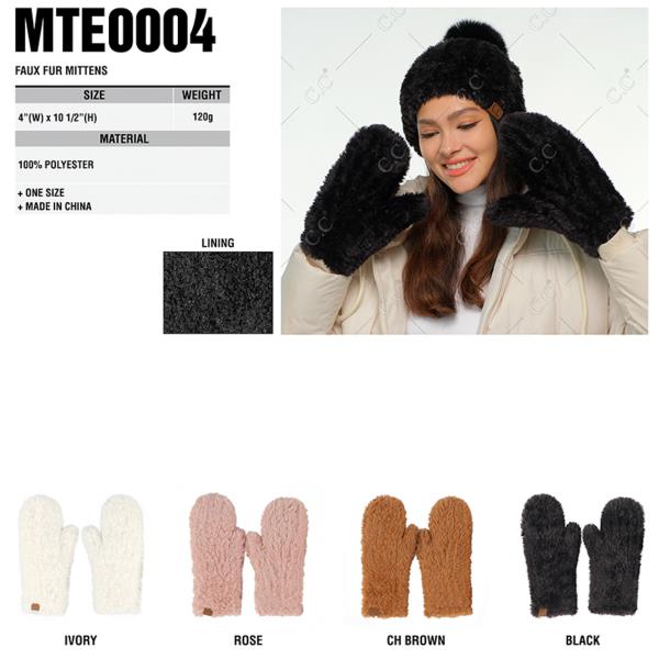 CC FAUX FUR MITTENS GLOVES