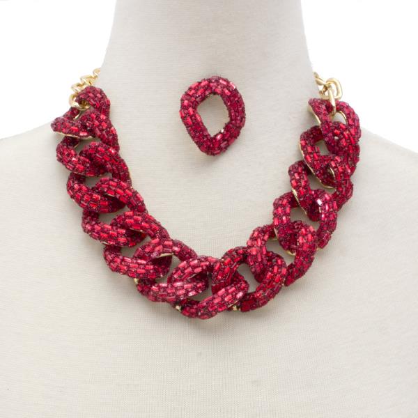 RHINESTONE CURB LINK NECKLACE