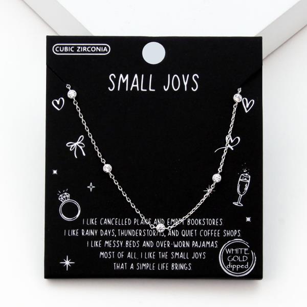 18K GOLD RHODIUM DIPPED SMALL JOYS CZ STONE NECKLACE