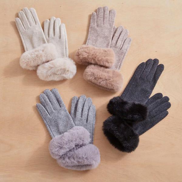 CHIC FAUX FUR CUFFED GLOVES