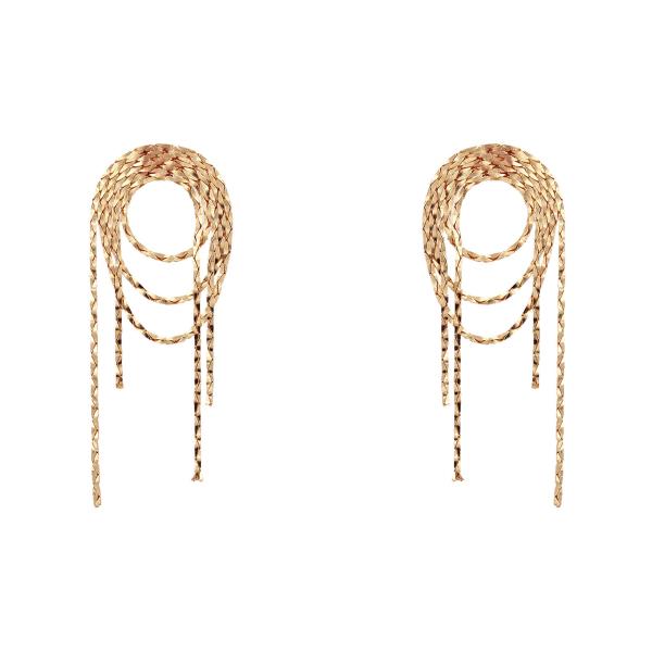 METAL ROUND CHAIN EARRING
