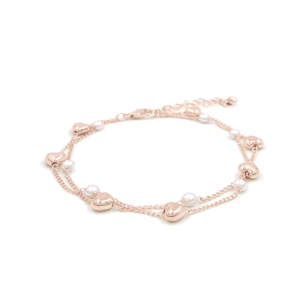 PUFFY HEART PEARL BEAD BRACELET