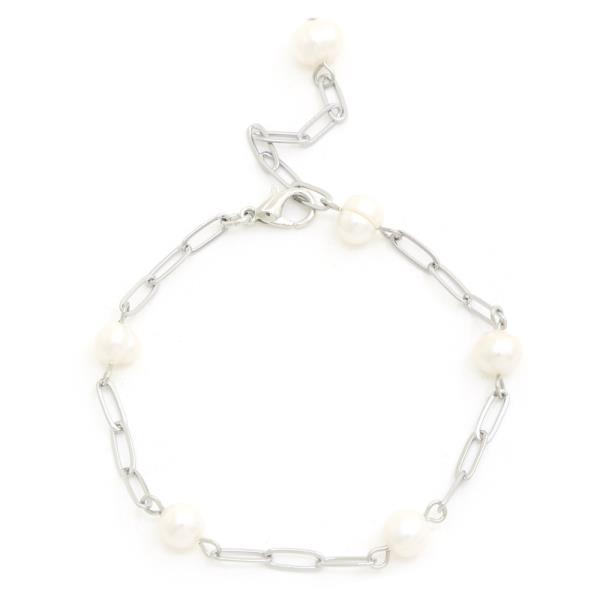 FRESH WATER PEARL OVAL LINK BRACELET