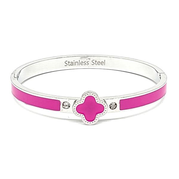 STAINLESS STEEL EPOXY CLOVER HINGE BRACELET