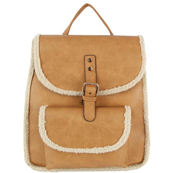 FASHION FUR SMOOTH BUCKLE HANDLE BACKPACK