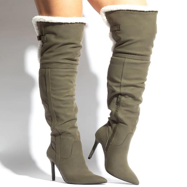 THIGH HIGH PU SUEDE FUR LINING BOOT 12 PAIRS