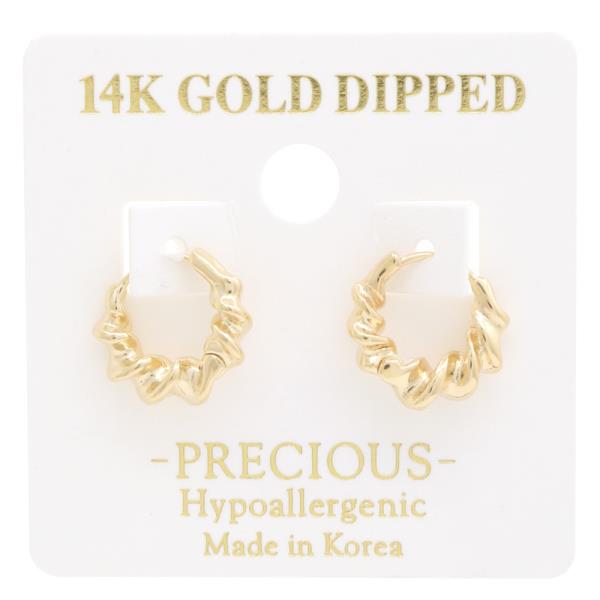 14K GOLD DIPPED HYPOALLERGENIC TWISTED HOOP EARRING