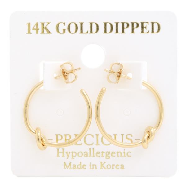 14K GOLD DIPPED HYPOALLERGENIC KNOT OPEN CIRCLE EARRING