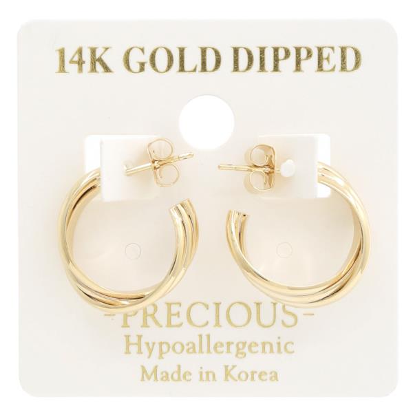 14K GOLD DIPPED HYPOALLERGENIC TRIPLE HOOP EARRING