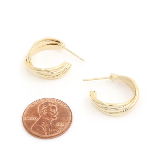 14K GOLD DIPPED HYPOALLERGENIC TRIPLE HOOP EARRING