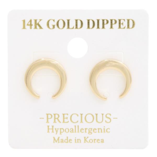 14K GOLD DIPPED CRESCENT MOON HYPOALLERGENIC EARRING