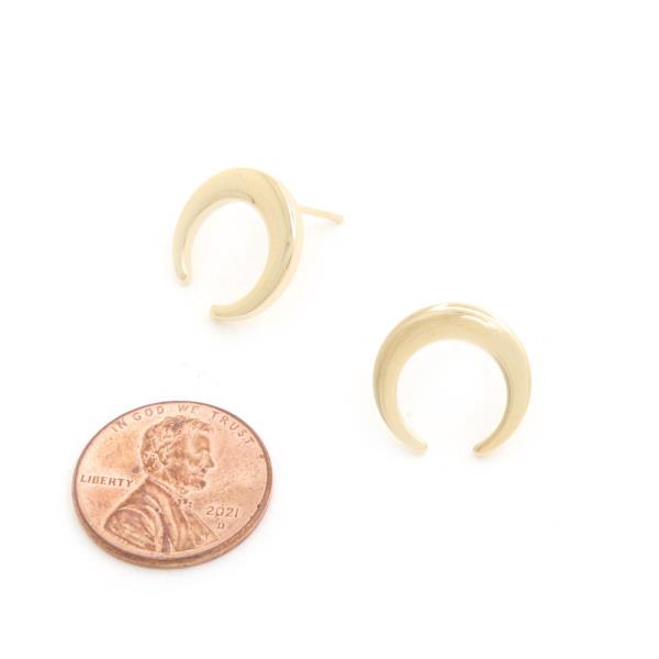 14K GOLD DIPPED CRESCENT MOON HYPOALLERGENIC EARRING