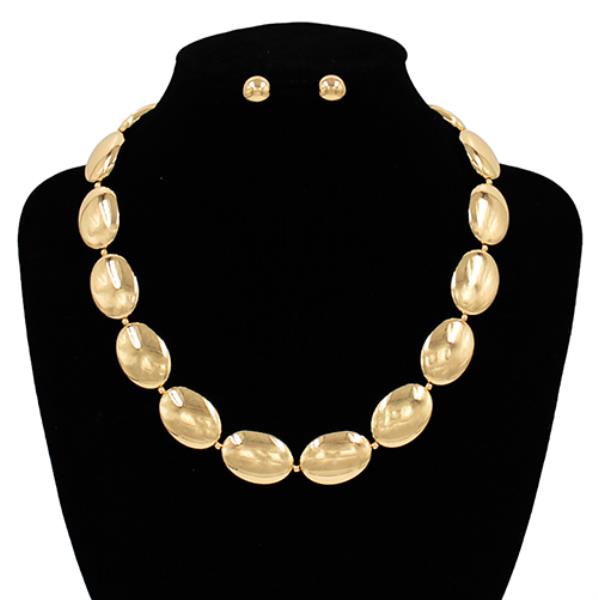 OVAL BEAD METAL NECKLACE