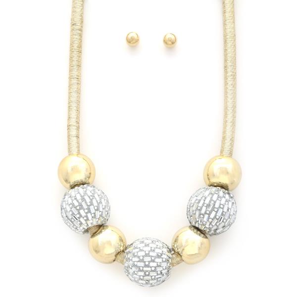 RHINESTONE BALL BEAD NECKLACE