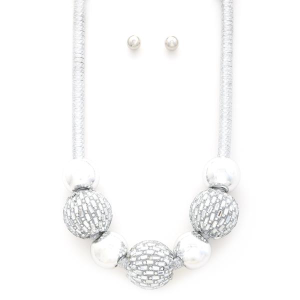 RHINESTONE BALL BEAD NECKLACE