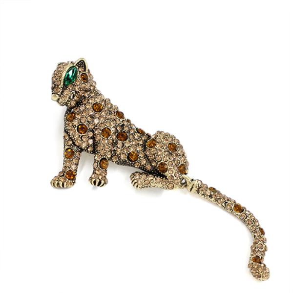 RHINESTONE JAGUAR BROOCH