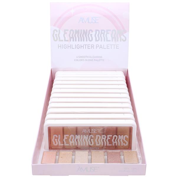 AMUSE GLEAMING DREAMS HIGHLIGHTER PALETTE W TESTER (12 UNITS)