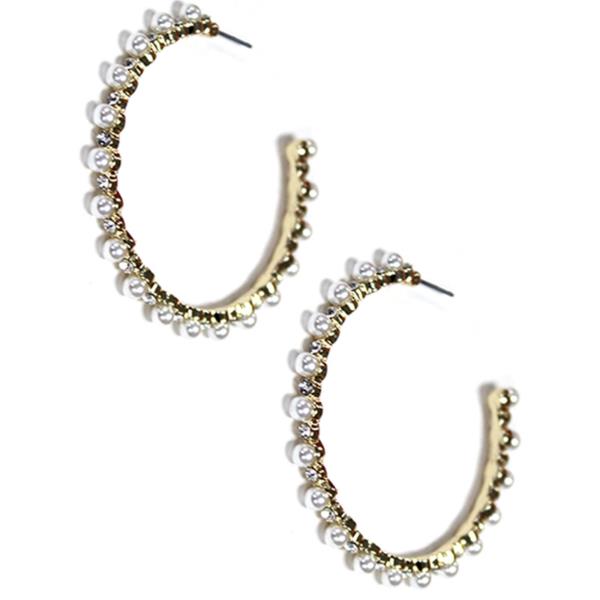 METAL PEARL WRAP HOOP EARRING