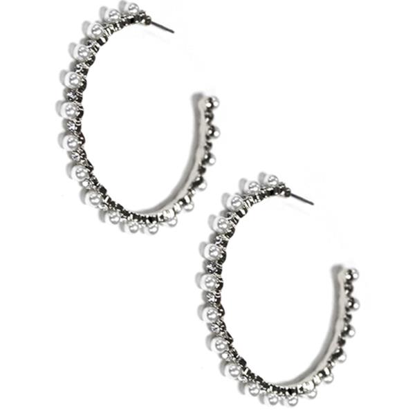 METAL PEARL WRAP HOOP EARRING