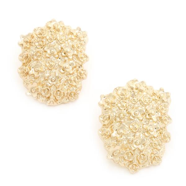 CORAL ROUGH TEXTURE METAL EARRING