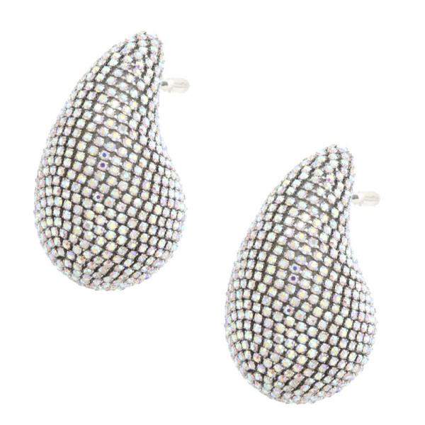 RHINESTONE TEARDROP WIDE EARRING