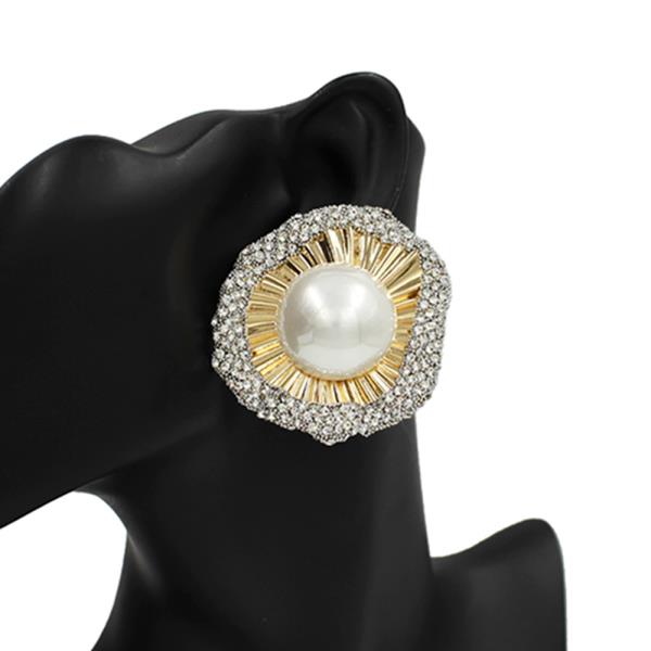 PEARL RHINESTONE ORGANIC SHAPE EARRING