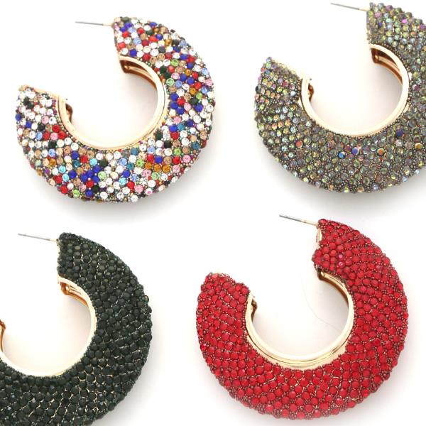 RHINESTONE OPEN CIRCLE EARRING