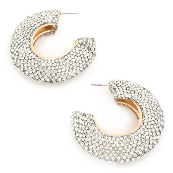 RHINESTONE OPEN CIRCLE EARRING