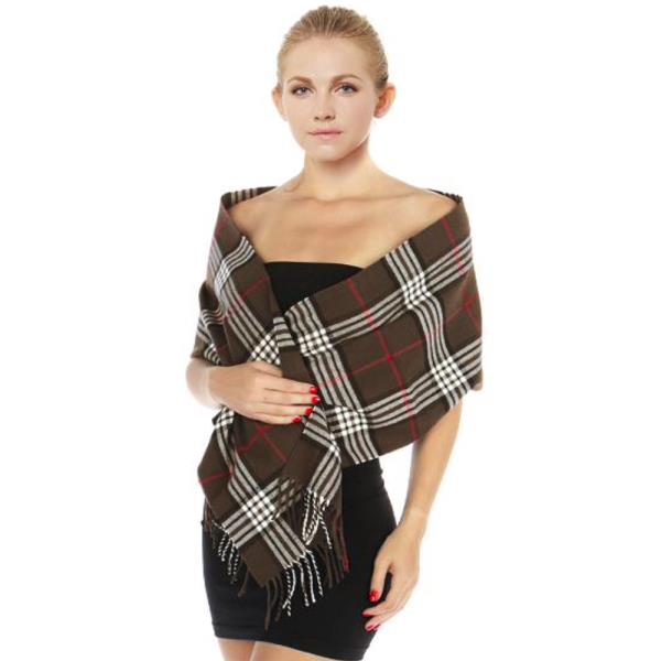 BROWN CHECK SCARF