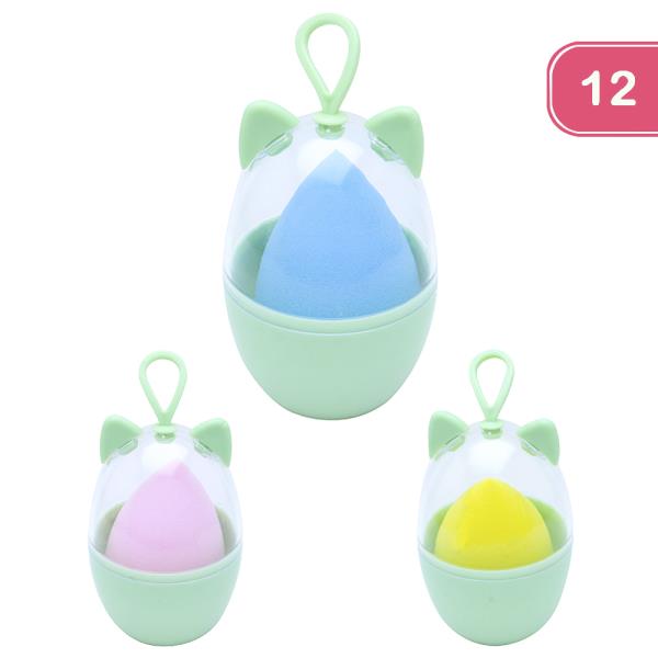 OVAL MAKEUP PUFF W EAR CASE (12 UNITS)