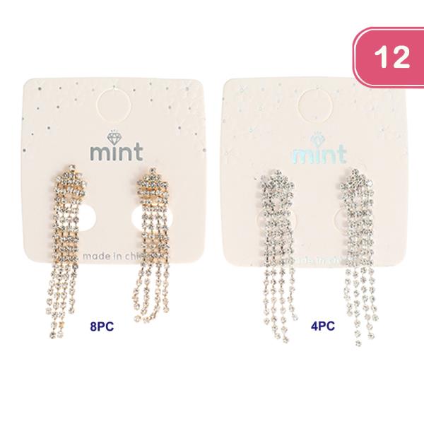 RHINESTONE TASSEL EARRING (12 UNITS)
