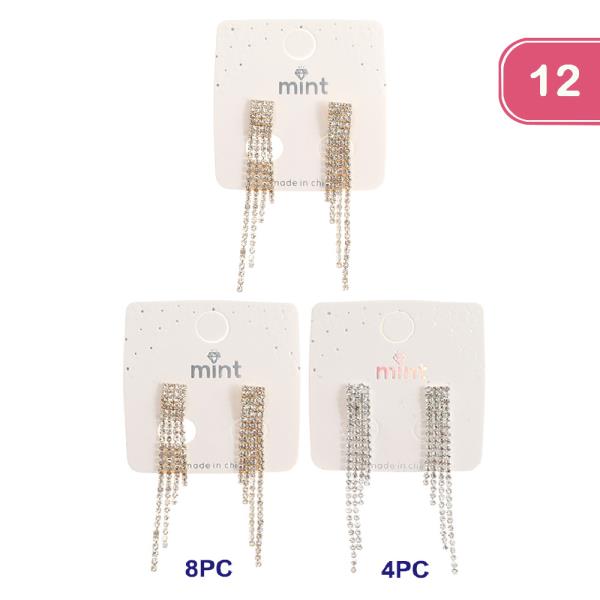 FASHION RHINESTONE TASSEL EARRING (12UNITS)