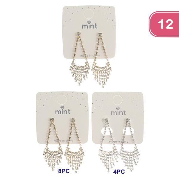 FASHION TASSEL RHINESTONE EARRING (12UNITS)