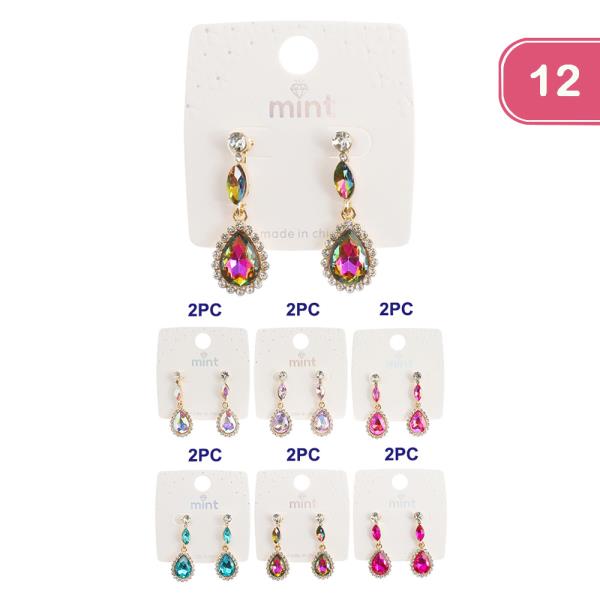 RHINESTONE DROP EARRING (12 UNITS)