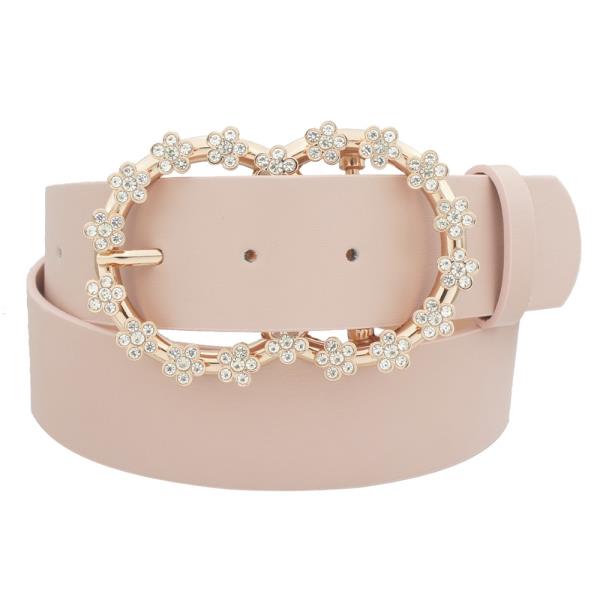 3D RHINESTONE FLOWER DOUBLE CIRCLE BELT