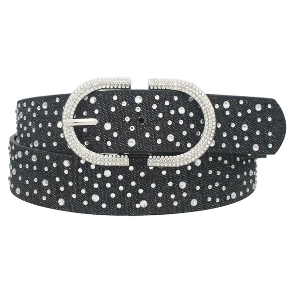 RS EMBELLISHED DENIM MIRROR D BUCKLE BELT