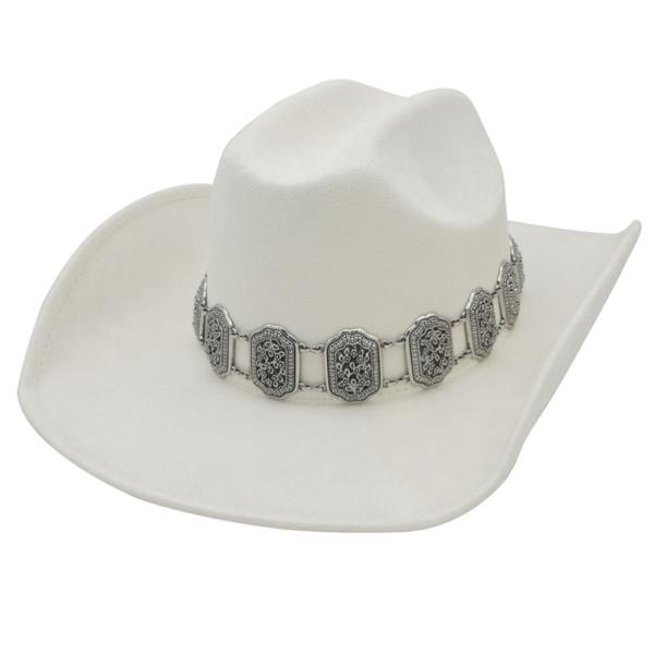 EMBOSSED FILIGREE CHAIN BAND COWBOY HAT