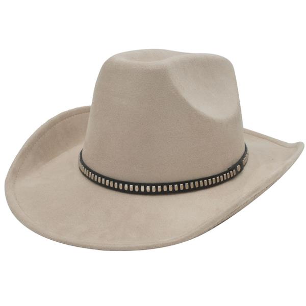 STUD BANDED MICROSUEDE COWBOY HAT