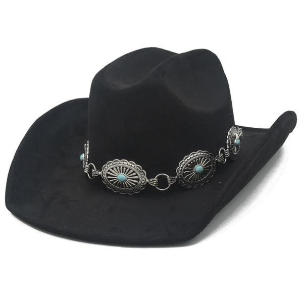 STONE ACCENT CONCHO BANDED COWBOY HAT