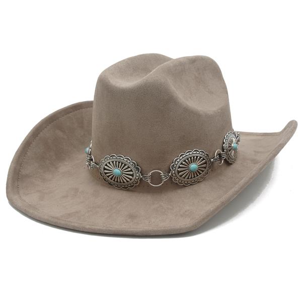 STONE ACCENT CONCHO BANDED COWBOY HAT