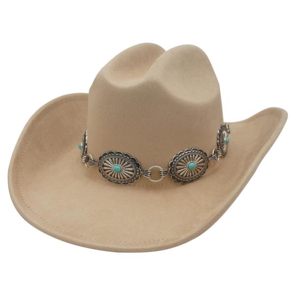 STONE ACCENT CONCHO BANDED COWBOY HAT