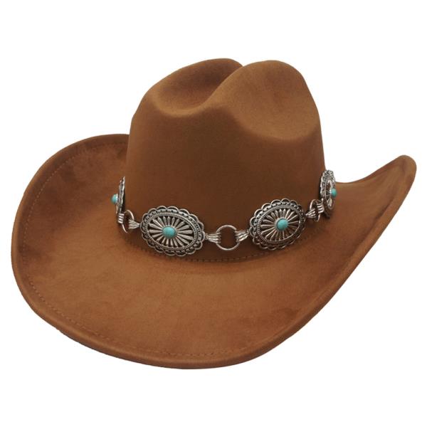STONE ACCENT CONCHO BANDED COWBOY HAT