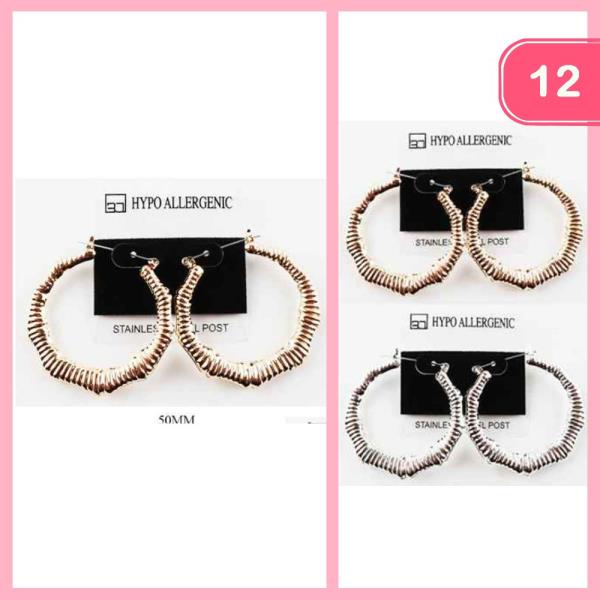 STAINLESS STEEL HOOP EARRING (12 UNITS)