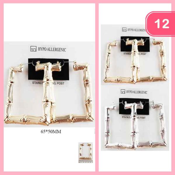 STAINLESS STEEL BAMBOO EARRING (12 UNITS)