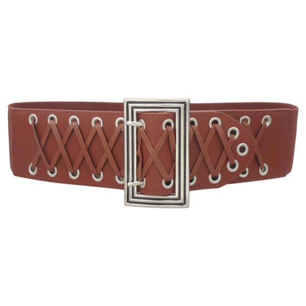 PLUS LACED UP RIBBED BUCKLE ELASTIC BELT