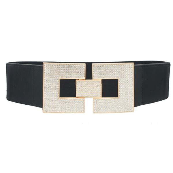 RHINESTONE RECTANGLE ELASTIC BELT