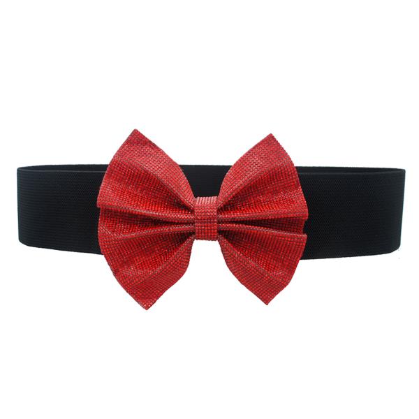 LARGE RHINESTONE BOW ELASTIC BELT