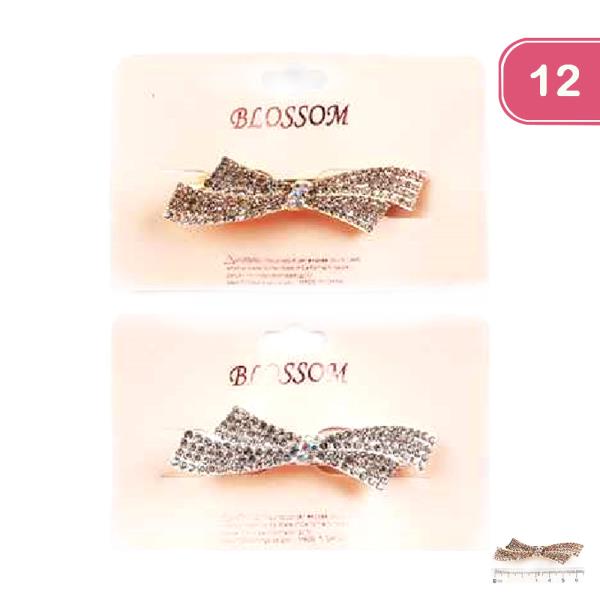 FASHION RHINESTONE BOW CLIP (12UNITS)