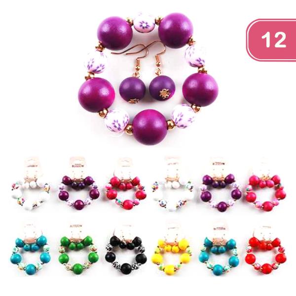 FASHION BEAD EARRING BRACELET SET (12 UNITS)