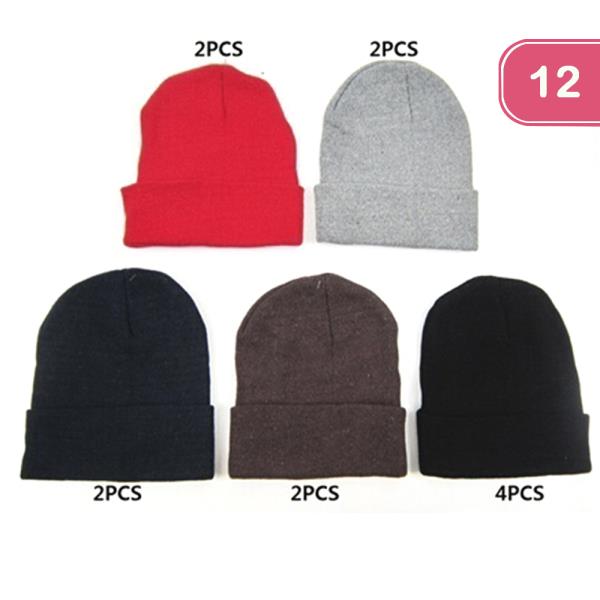 FASHION SOLID COLOR BEANIES (12 UNITS)